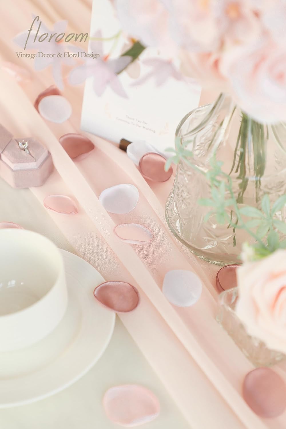 Floroom 300pcs Rose Petals Dusty Rose Blush Faux Silk Flower Petals for Wedding Flower Girl Basket Aisle Scatter Dinner Table Centerpieces Party Confetti Bridal Shower Romantic Night Decoration