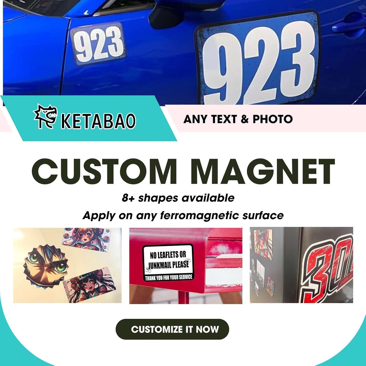 KETABAO – 10" Personalized Car and Refrigerator Hexagon Magnets - Create Customized Photo Magnets for The Office and Kitchen