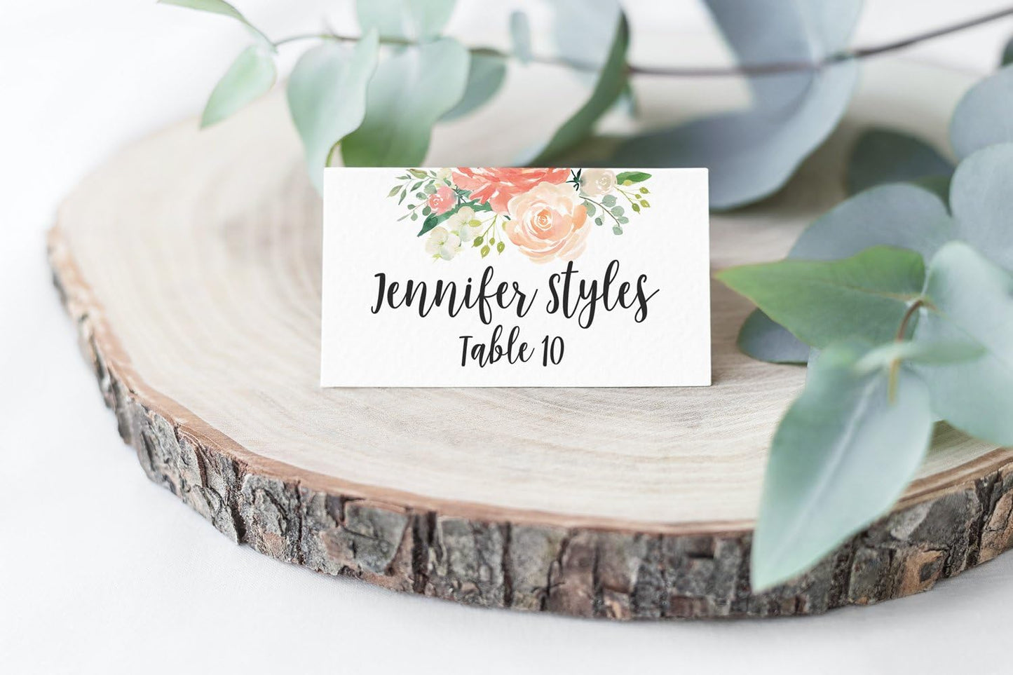 Printed Party Table Place Cards for All Occasions and Events, Set of 25 (Elegant Floral)