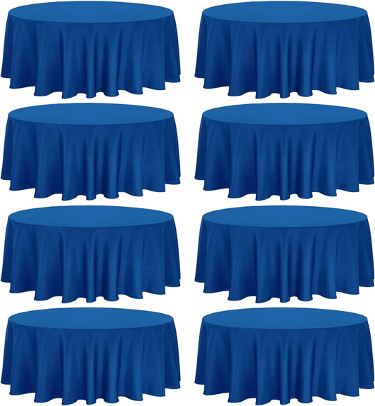 8 Pack Premium Round Tablecloth 120 Inch Round Table Covers Washable Polyester Fabric Round Table Clothes for Wedding Party Reception Banquet Buffet Restaurant (Royal Blue, 120 Inch)