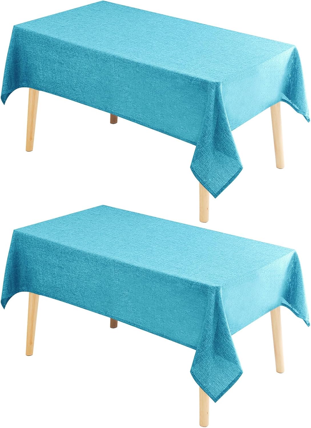 Hiasan 2 Pack Faux Linen Square Tablecloth - Wrinkle and Stain Resistant Washable Table Cloth for Kitchen Dining Room Holiday Table Cover for Party Dinner, Teal, 54 x 54 Inch