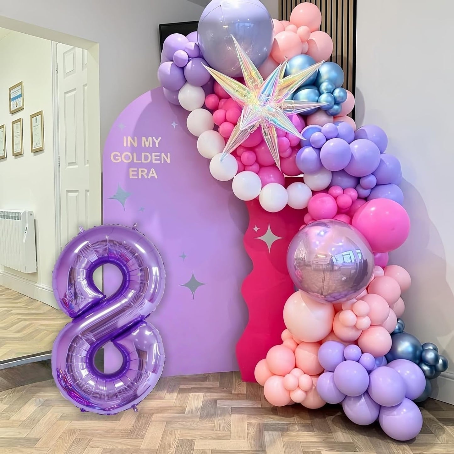 Purple 5 Balloon Number,40 Inch Number 5 Balloon Big Purple 5 Foil Mylar Helium Balloon for Birthday Party Decorations