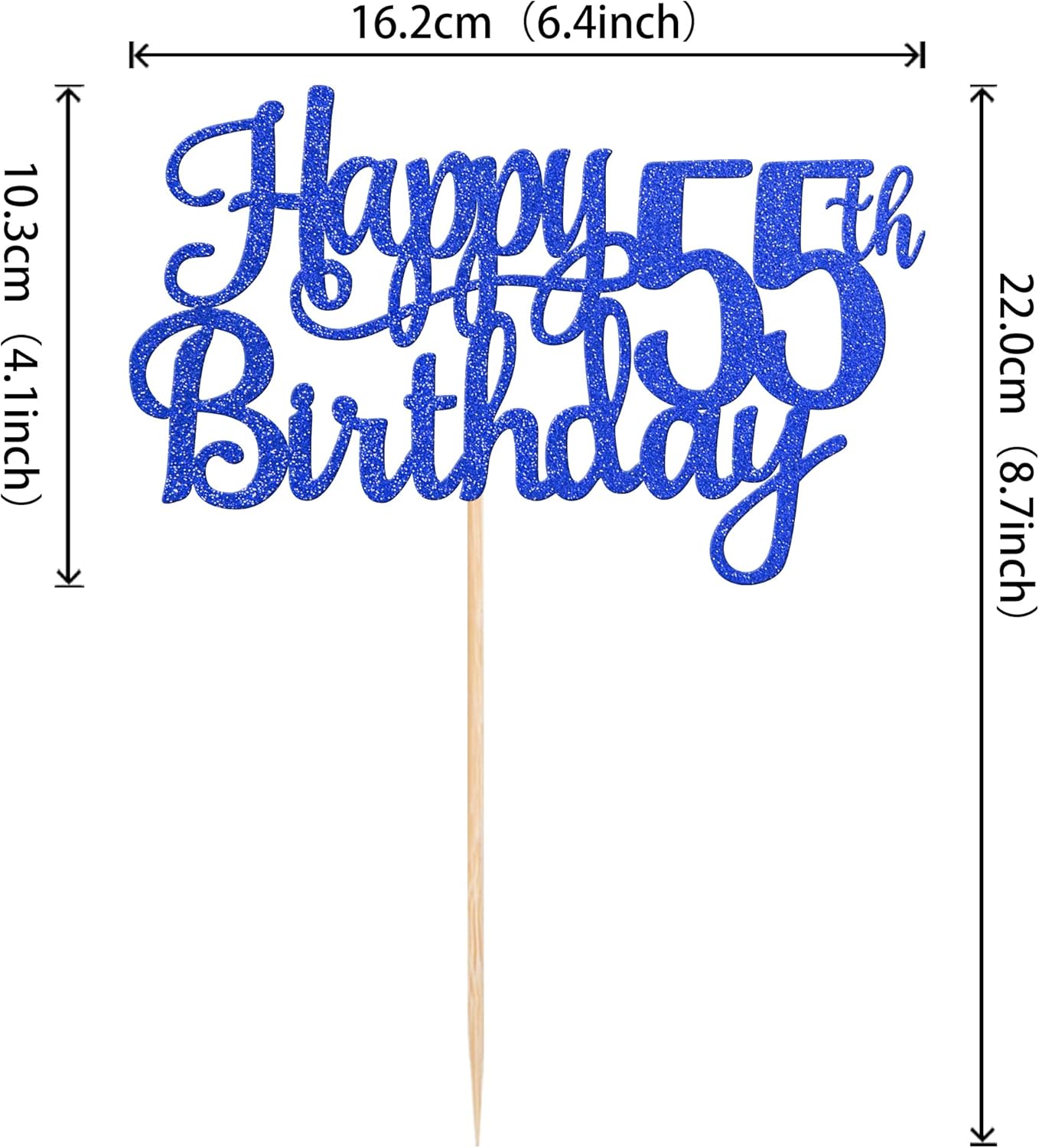 1 PCS Happy 55th Birthday Cake Topper Glitter Cheers to 55 Years Birthday Cake Pick Fifty Five 55 Fabulous Cake Decoration for Happy 55th Birthday Theme Party Decorations Supplies Blue