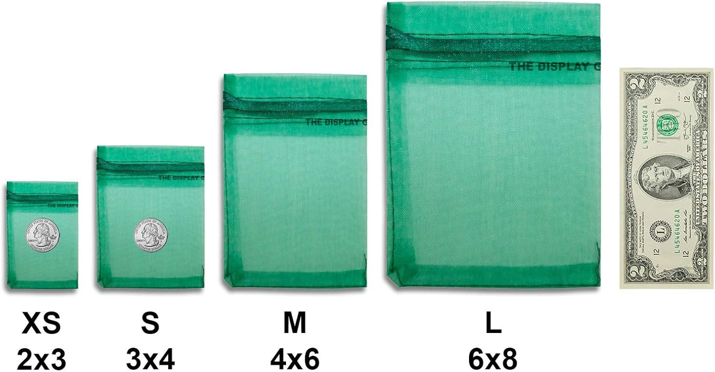 TheDisplayGuys 48-Pack 6x8 Dark Green Sheer Organza Gift Bags with Drawstring, Jewelry Candy Treat Wedding Party Favors Mesh Pouch