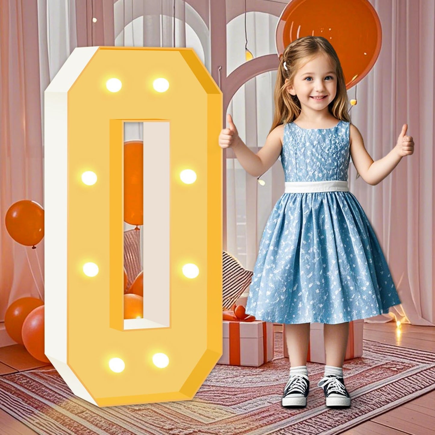 3FT Marquee Light Up Letters, Warm White Light Up Letters O, Large Marquee Letter for Party Decorations, Mosaic Light Up Signs, One Sign for First Birthday Wedding Holiday Decor