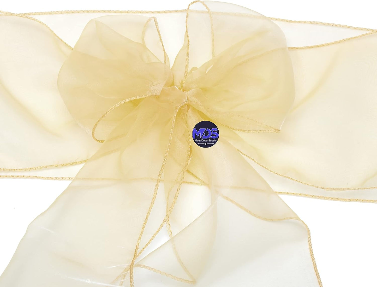 MDS Pack of 150 PCS Organza Chair Sashes Wider Dining Chair Bows Ribbon Tie Back for Wedding Party Birthday Bridal Shower Reception Event Banquet Home Chair Cover Decoration - Beige