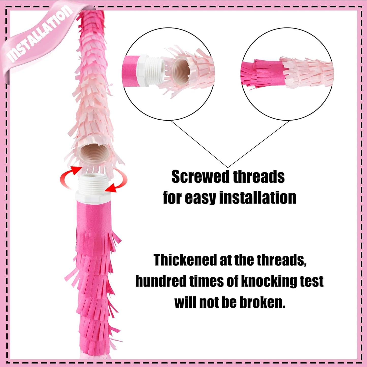 PCFING 20 Inch Number 3 Piñata Pink Gold with 30 Inch Piñata Stick Blindfold Confetti for Boys Girls Adults Birthday Party Decorations, Anniversary Celebration, Fiesta