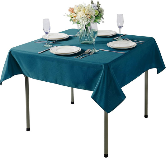 Cupuamon Square Tablecloth 52x52 inch Washable Polyester Fabric Table Cloth for Wedding Party Dining Banquet Decoration（52x52,Peacock Blue）