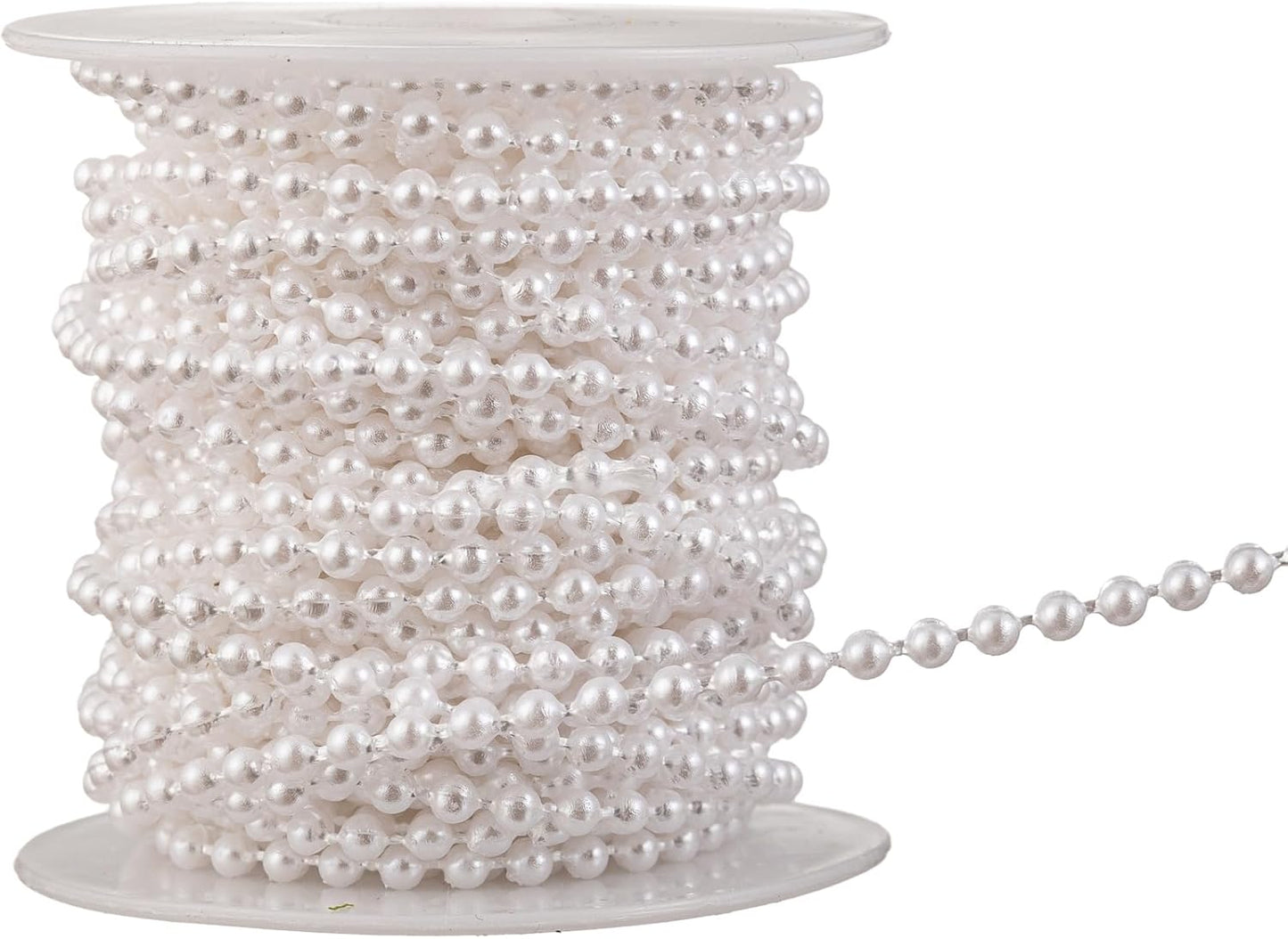 3mm Millet Beads Crafts Faux Pearl Beads Garland Pearl Bead Roll Strand of Pearls to Decorate Floral Centerpieces Wedding Party Favor Christmas Tree(33 Feet White)