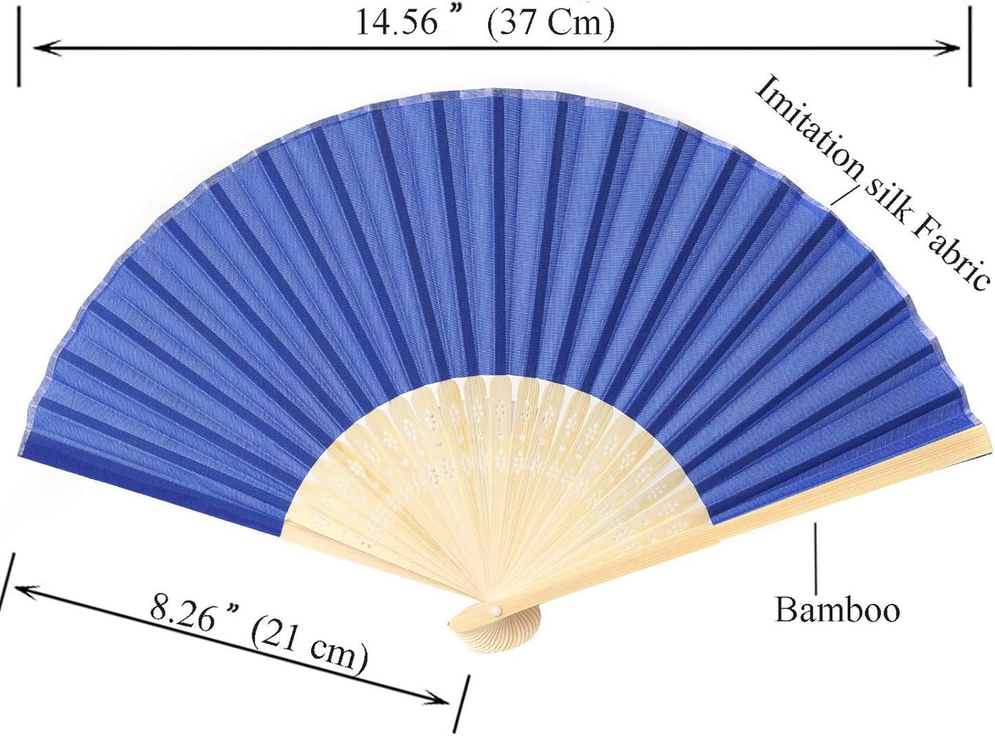 24pcs Imitated Silk Hand Fan Imitated Silk Fabric Bamboo Handheld Folded Fan Bridal Dancing Props Church Wedding Party Favors with Organza Bags (Mix Colour)