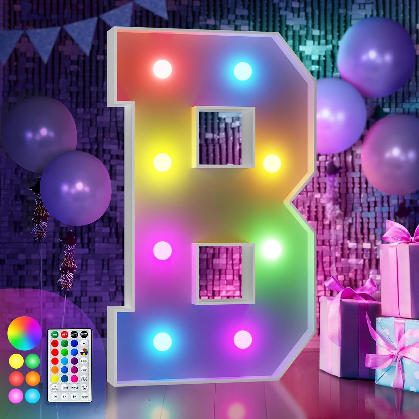 imprsv 3FT Colorful Marquee Light Up Letters B, 18 Colors Large Light up Letters Alphabet Sign with Remote, Big Marry Me Sign, Birthday Party Decorations Baby Shower Anniversary Wedding Decoration