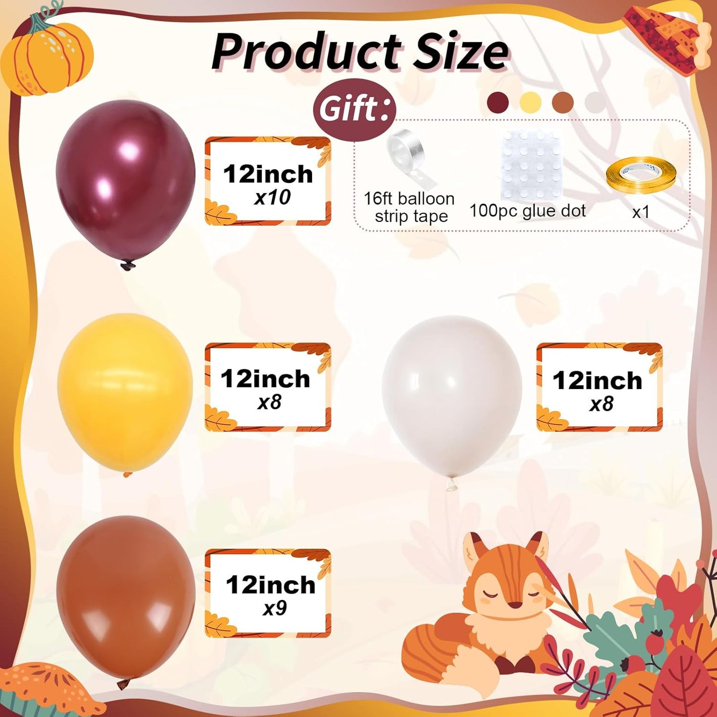 Burnt Orange Brown Balloons, 12 Inch 35PCS Fall Balloons with Orange Brown Yellow Burgundy Maroon Latex Balloon for First Fall Baby Shower Thanksgiving Autumn Harvest Market Birthday Party Decorations