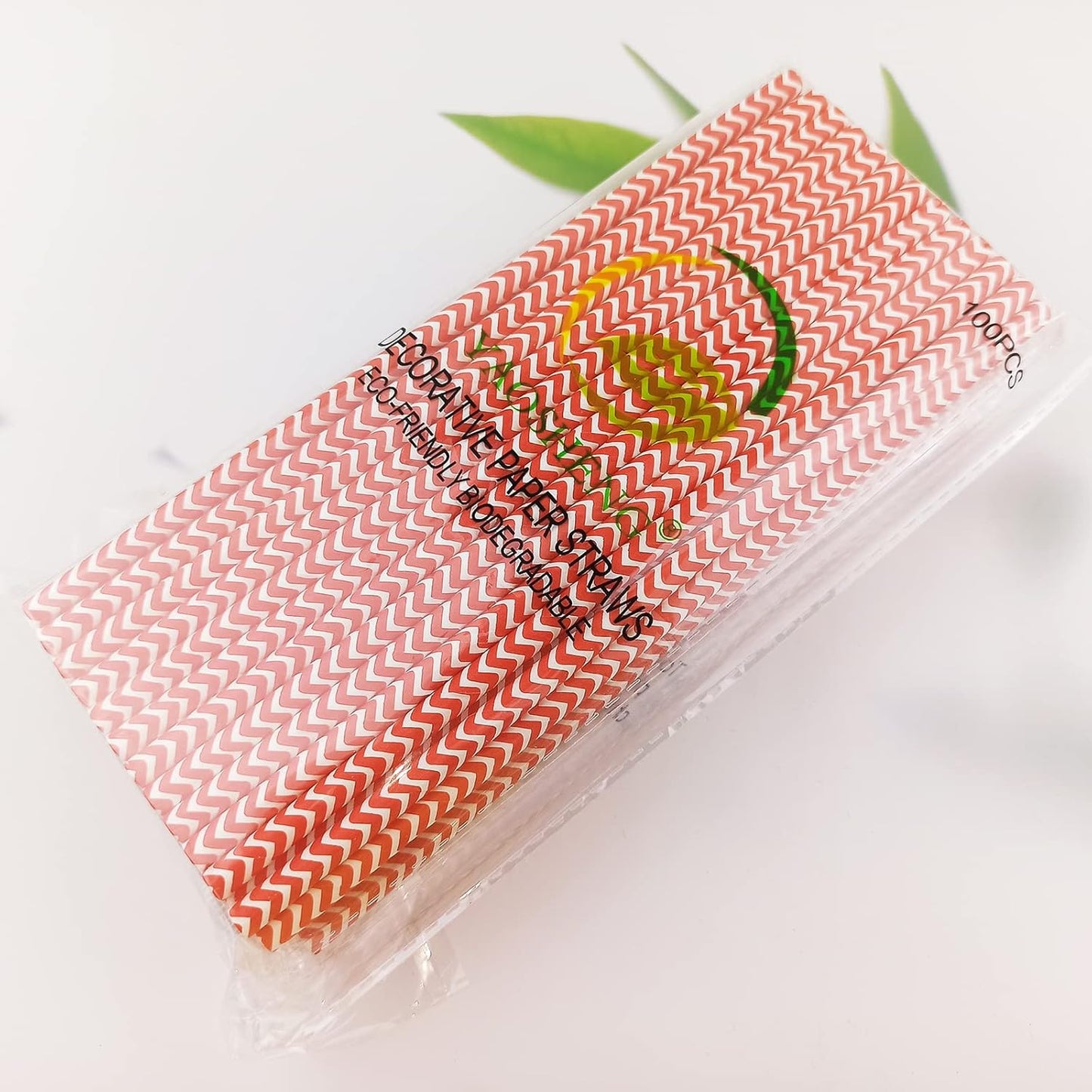 YAOSHENG Premium Disposable Waves Striped Drinking Paper Straws, Pack 100 Red Waves Paper Straws for Cocktail Party Supplies,Birthday,Bridal/Baby Shower,Juice,Shakes (Red Waves)