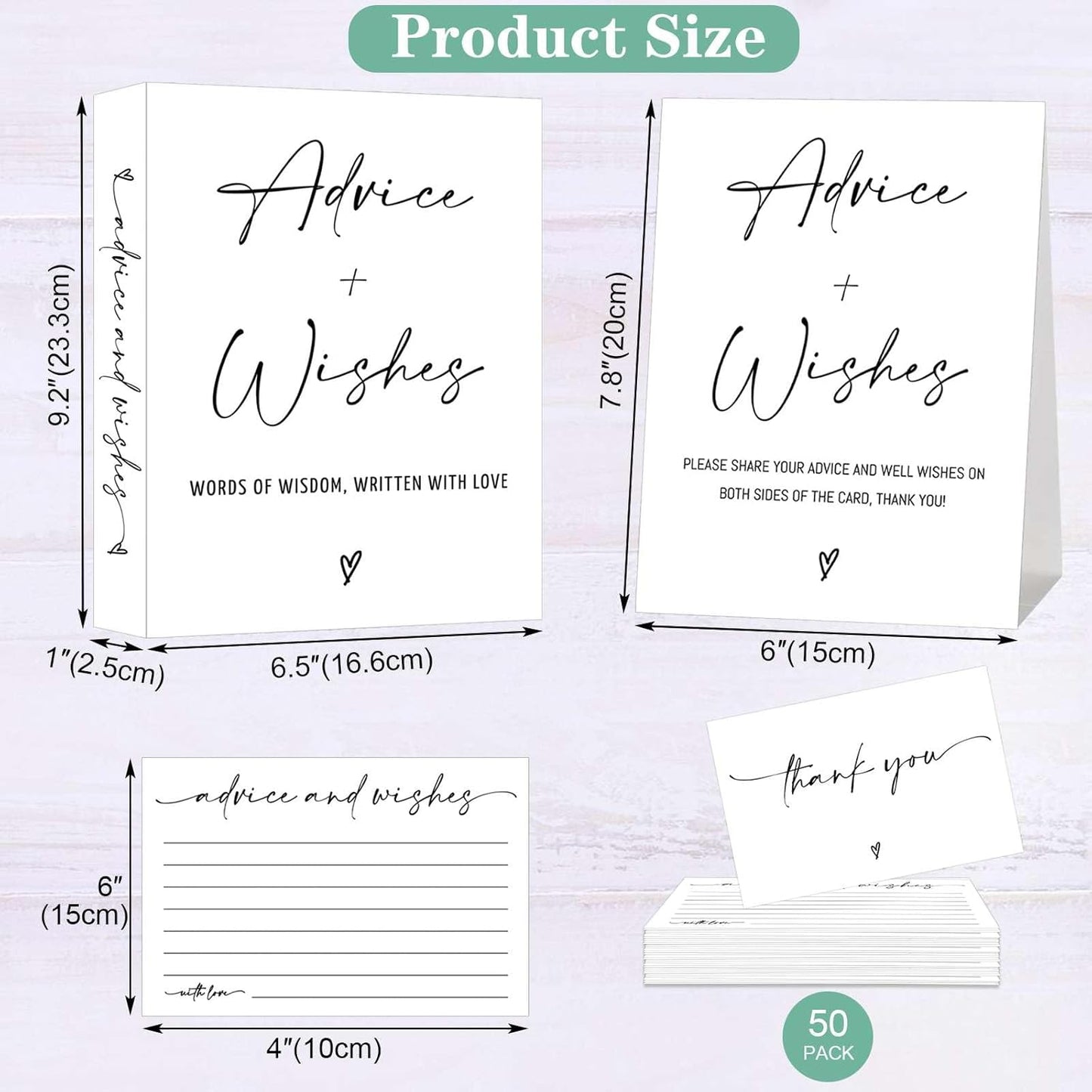 Advice and Wishes Cards Album, Baby Shower Advice Cards Book, Wedding Advice Card Guest Book Well Wishes Card for Bridal Shower, Mr and Mrs, Retirement, Graduation, Birthday