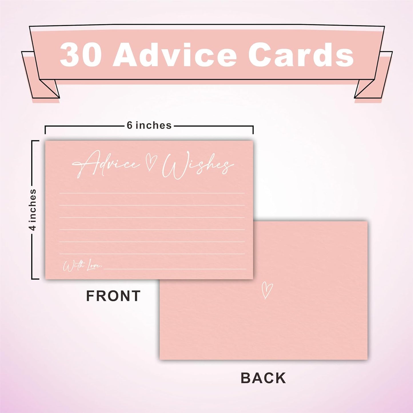 Advice And Wishes Cards, 30 Minimalism Pink Wishes Cards For Wedding, Bridal Shower, Advice And Wishes For The Mr And Mrs, Baby Shower, Graduation, Retirement, Anniversary, Party Favor- A05