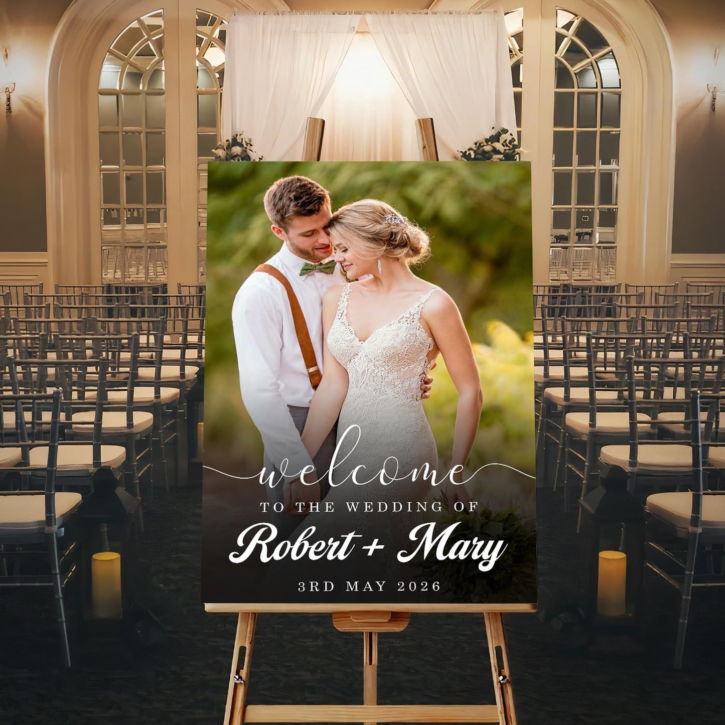 Personalized Photo Wedding Welcome Sign Template, Modern Minimalist Reception Sign, Welcome Wedding Board