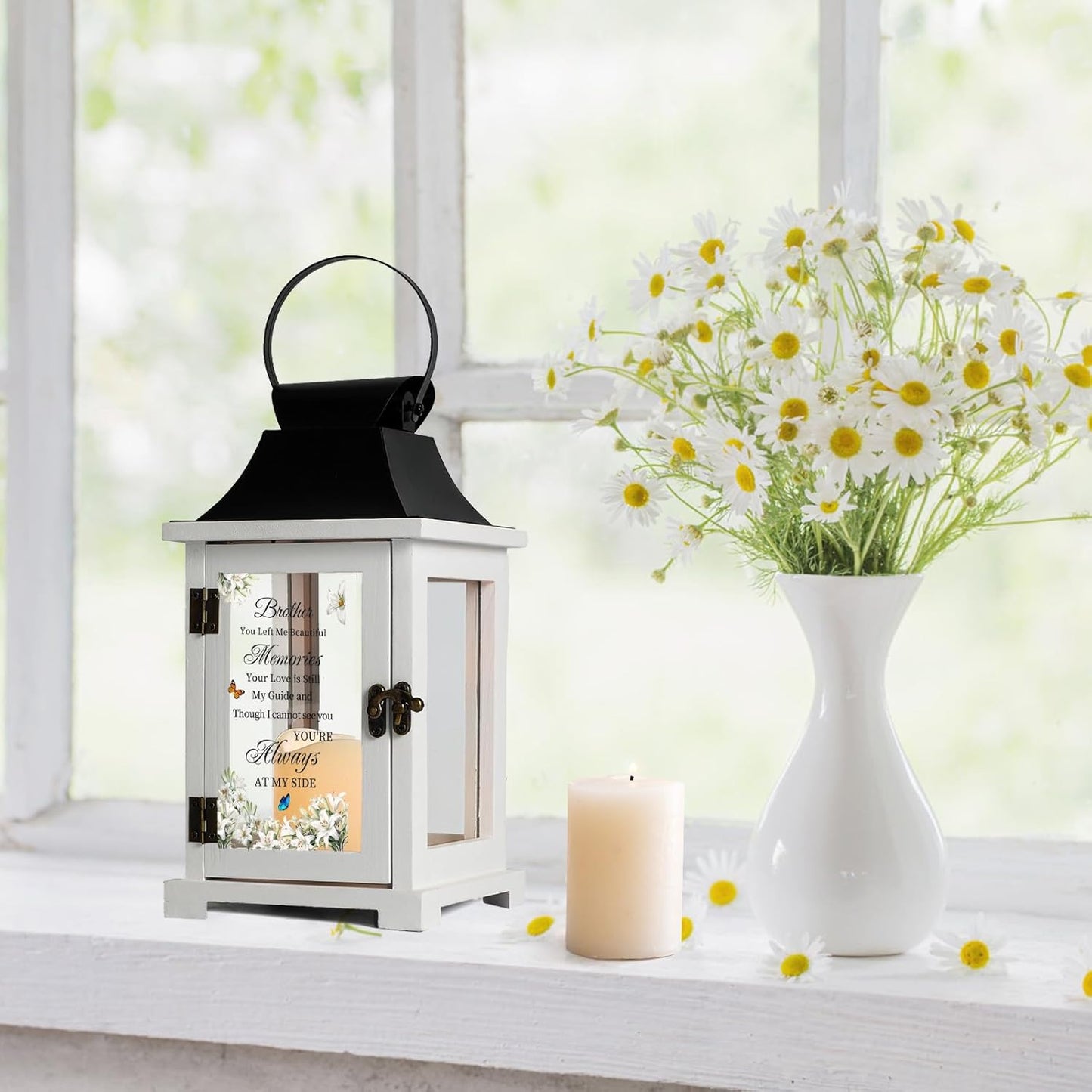 Memorial Lantern Bereavement Sympathy Gifts in Memory of Loved One Memorial Gifts for Loss of Brother Remembrance Gifts for Loss of Brother with LED Candle