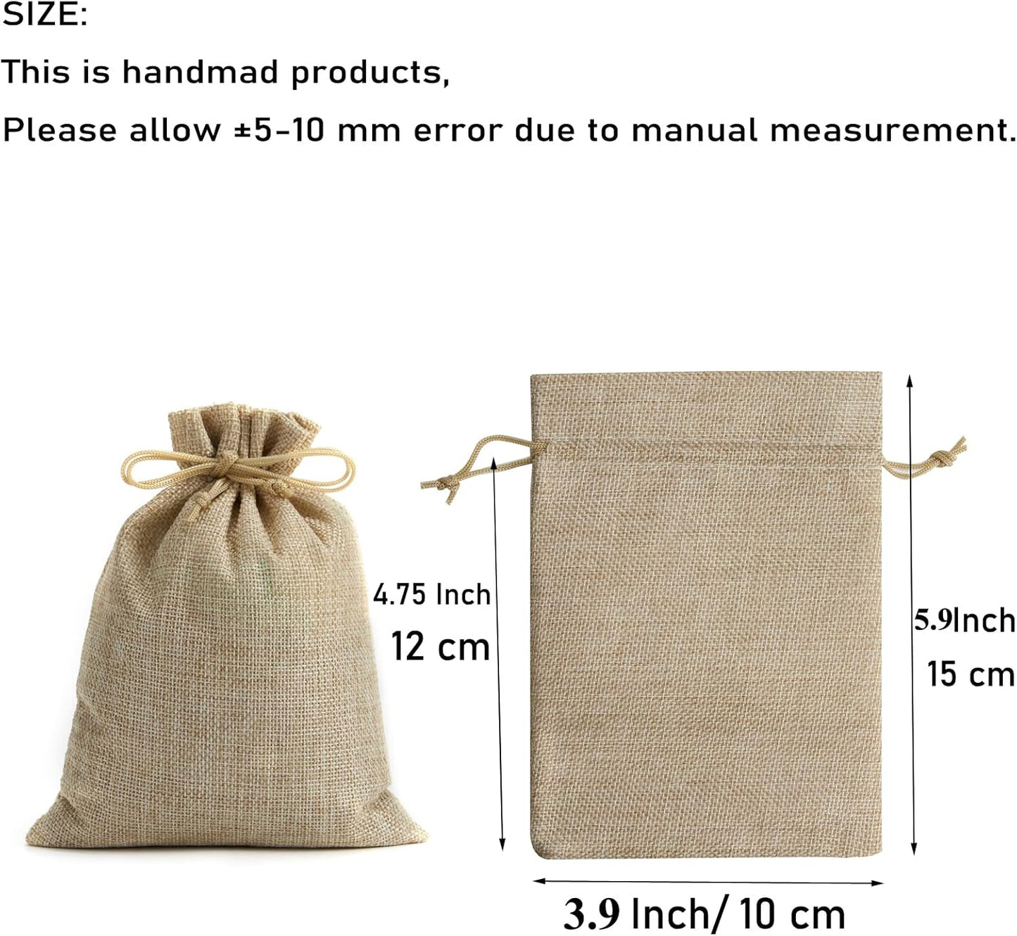 Tendwarm 20 Pcs 3.9x5.9 Inch Burlap Gift Bags with Drawstring Linen Jewelry Bag for Wedding Party Favors