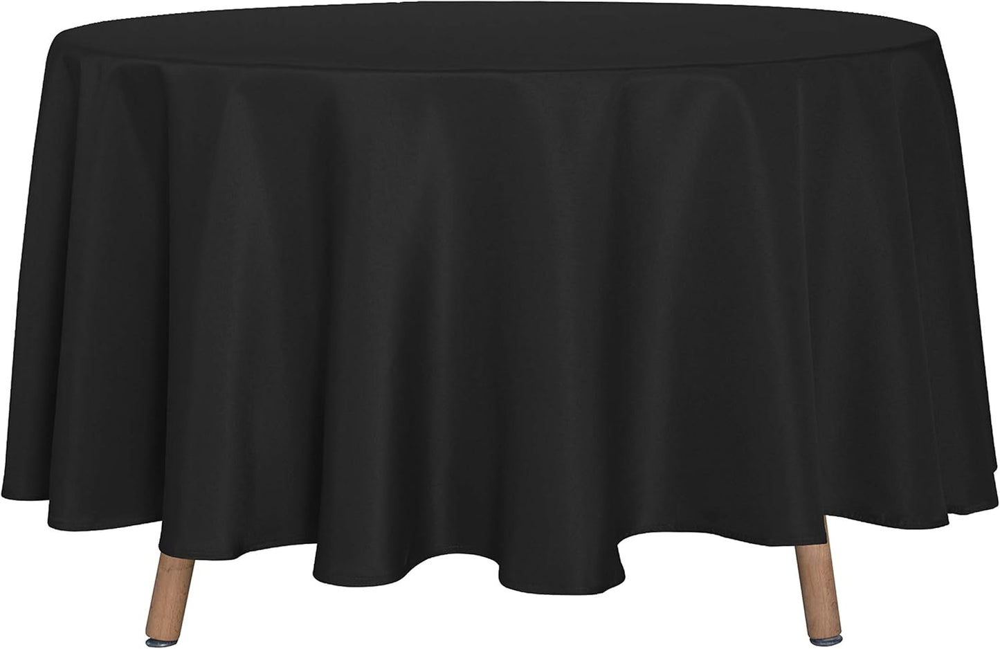 sancua Round Tablecloth - 90 Inch - Water Resistant Spill Proof Washable Polyester Table Cloth Decorative Fabric Table Cover for Dining Tables, Buffet Parties and Camping, Black