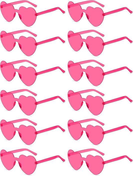 12/20/24 Pairs Heart Sunglasses for Women Men, Trendy Heart Shaped Rimless Transparent Sunglasses, Bachelorette Party