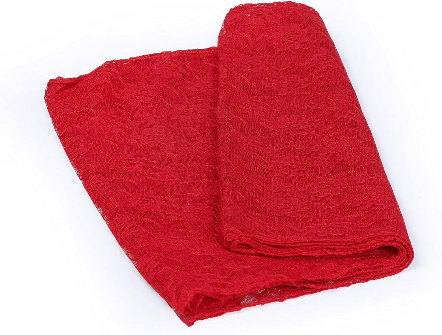 MDS Pack of 25 Wedding 12 x 108 inches Lace Table Runner for Wedding, Decorations for Birthday Parties, Banquets, Graduations, Engagements, and Runners fit Rectangle, Round Table- Red