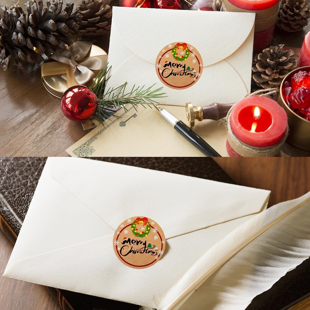 100-1000pcs Custom Stickers Merry Christmas Stickers Personalized Labels Adhesive Xmas Decorative Envelope Seals Stickers for Cards Gift Boxes(VSquare-8)