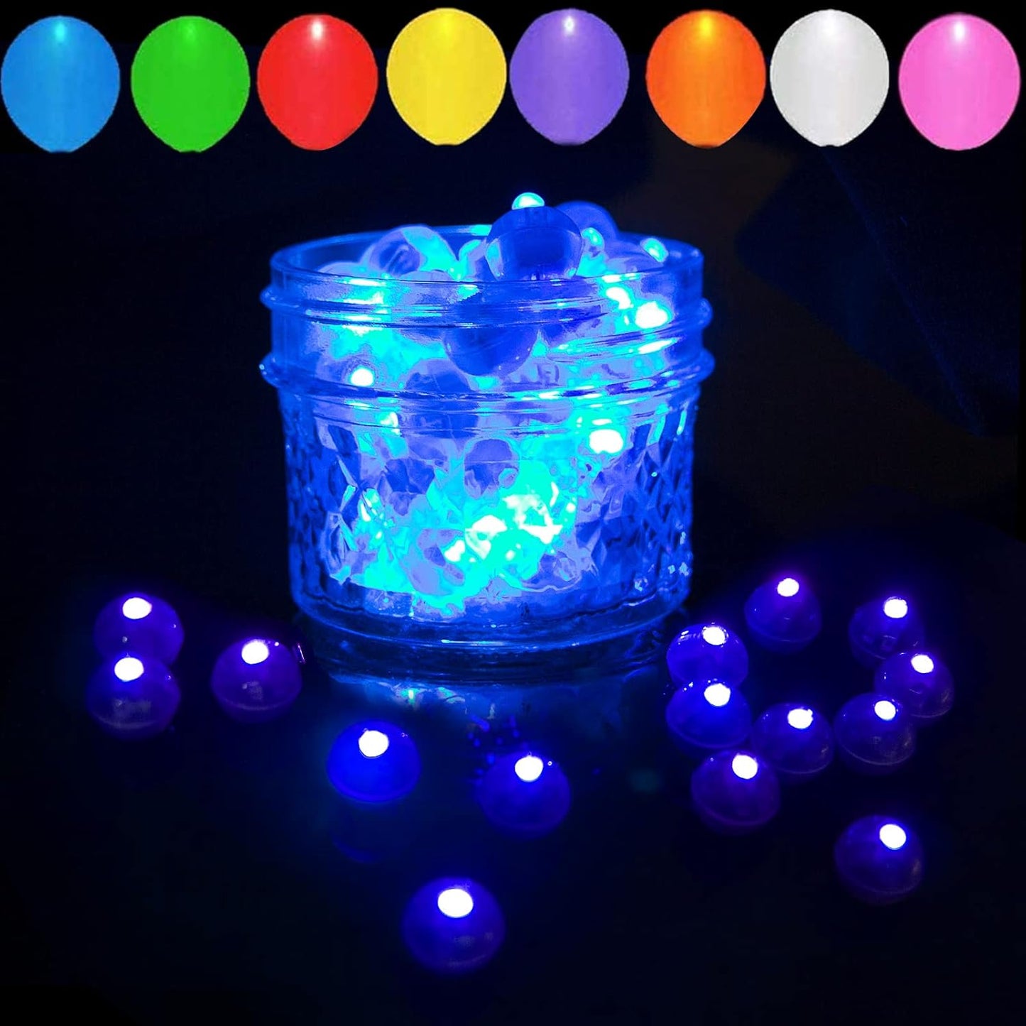 100pcs Blue LED Balloon Light, Round LED Ball Lamp Tiny Led Lighting Decoration for Indoor Outdoor Party Event Fun Wedding Festival Birthday Halloween Christmas Party Supplies