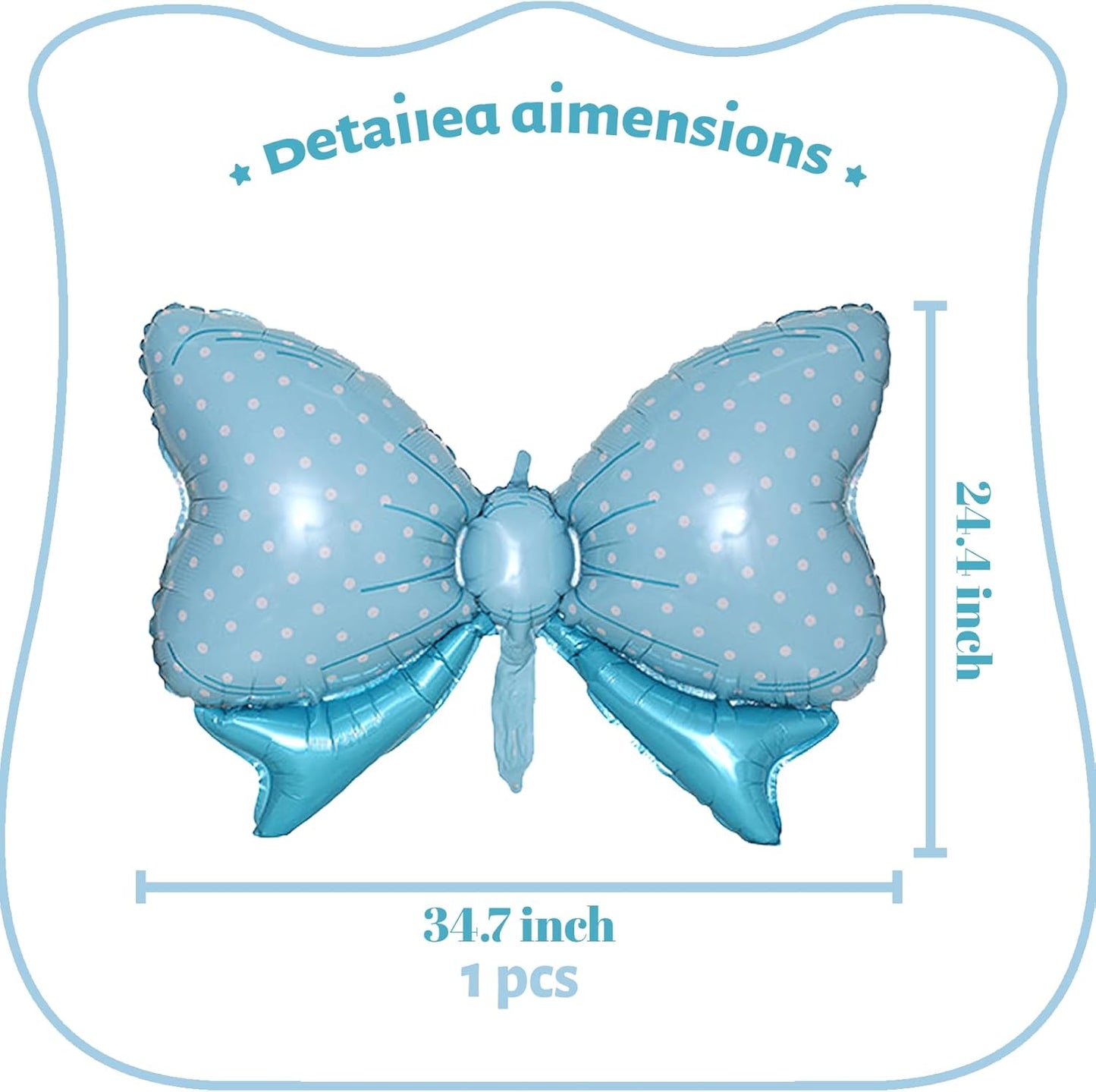 36 Inches Bow Foil Balloon Huge Bowtie Blue Balloon for Baby Shower, Wedding, Kids Theme Party Decoration (Blue 3)