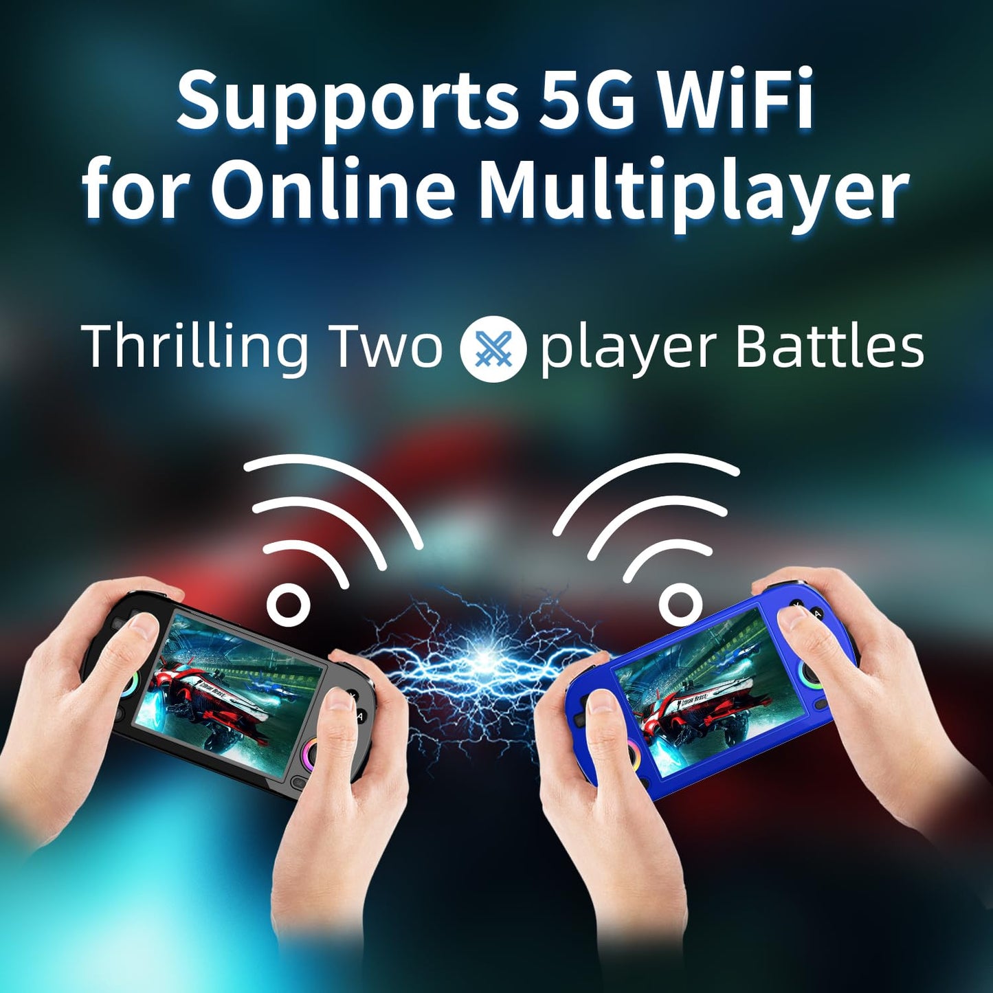 RG40XX H Handheld Game Console RG40XXH Retro Gaming Console 4.0'' IPS Screen with 64G TF Card Pre-Installed Games Linux System Supports 5G WiFi Bluetooth HDMI and TV Output New Emulator RG40XX Black