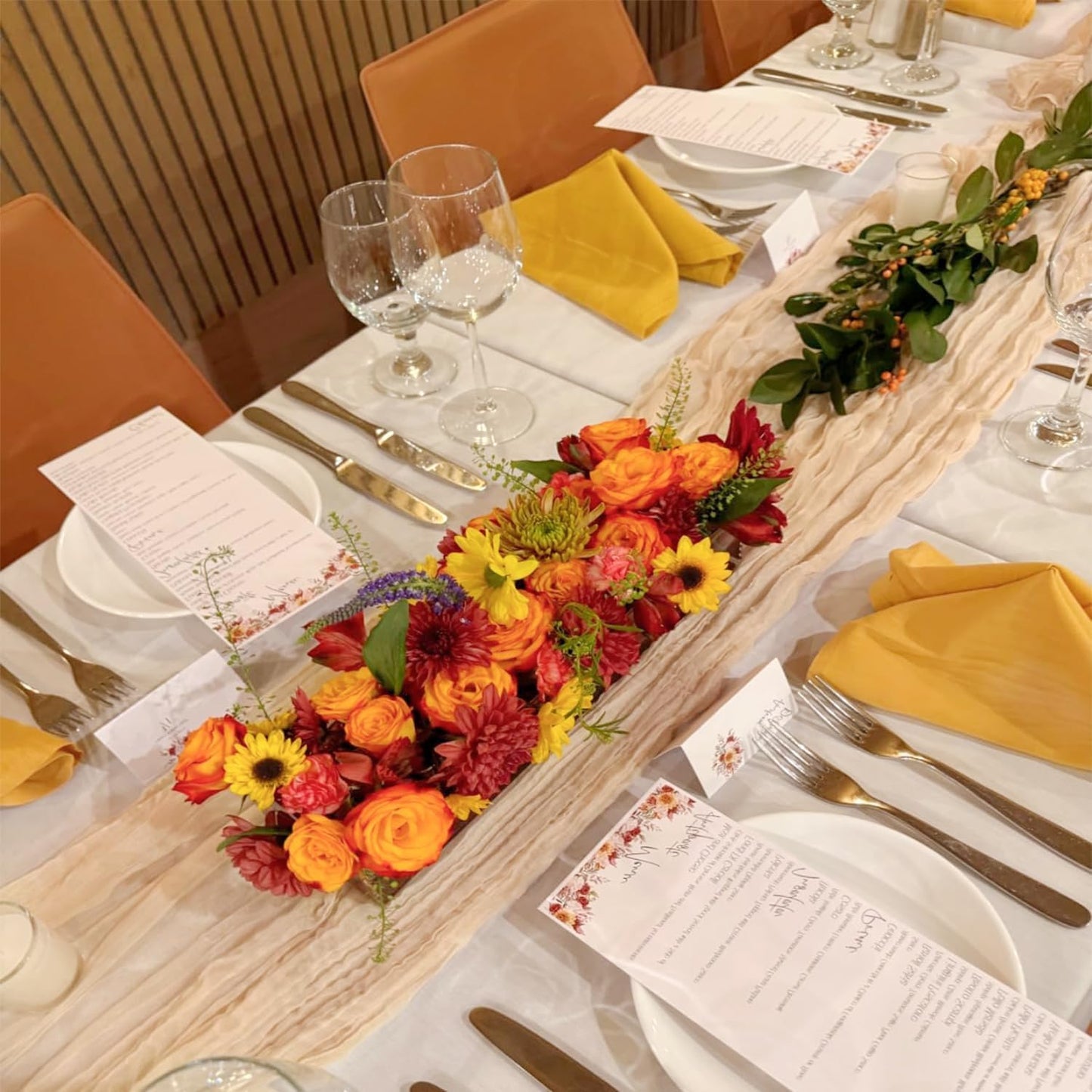 12 Pack Champagne Cheesecloth Table Runner 35x120 Inches, Fall Thanksgiving Cheese Cloth Table Runner 10FT Boho Sheer Gauze Runner for Bridal Shower Wedding Baby Shower Party Decor