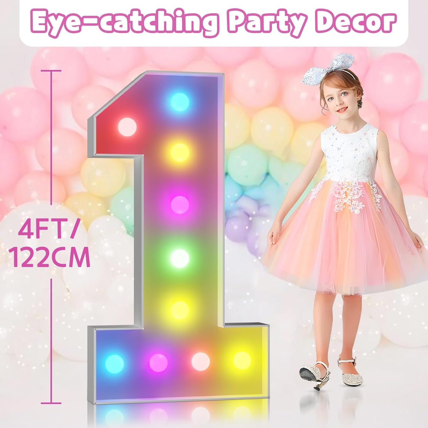 Marquee Numbers Colorful 21st-Birthday Decoration: 4FT Large Light Up 21 Year Old Birthday Decorations Anniversary Backdrop for Him Her Cardboard White Sign 18 Colors Number 21 Mosaic Balloon Frame