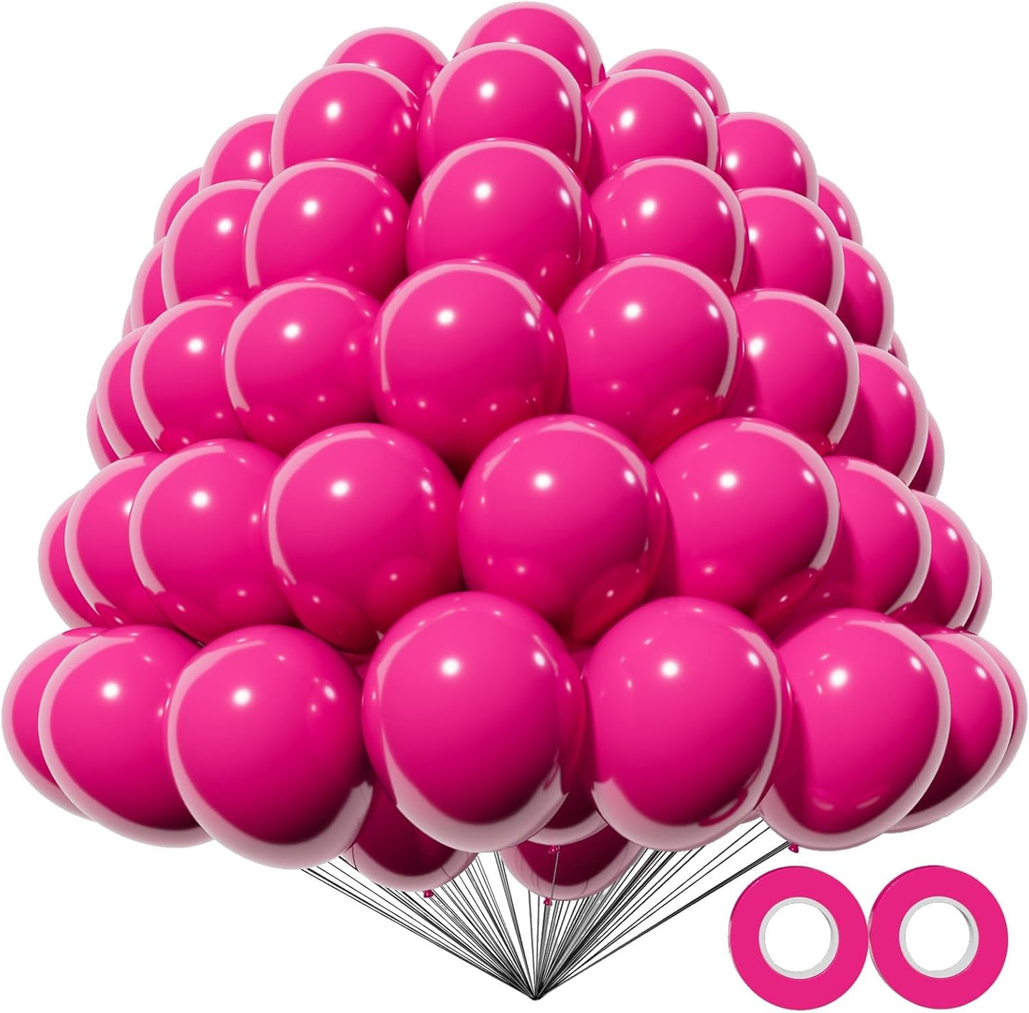 KAWKALSH 200pcs Hot Pink Balloons 5 Inch, Small Mini Latex Balloons for Party Birthday Baby Shower Anniversary Festival Arch Garland Decoration