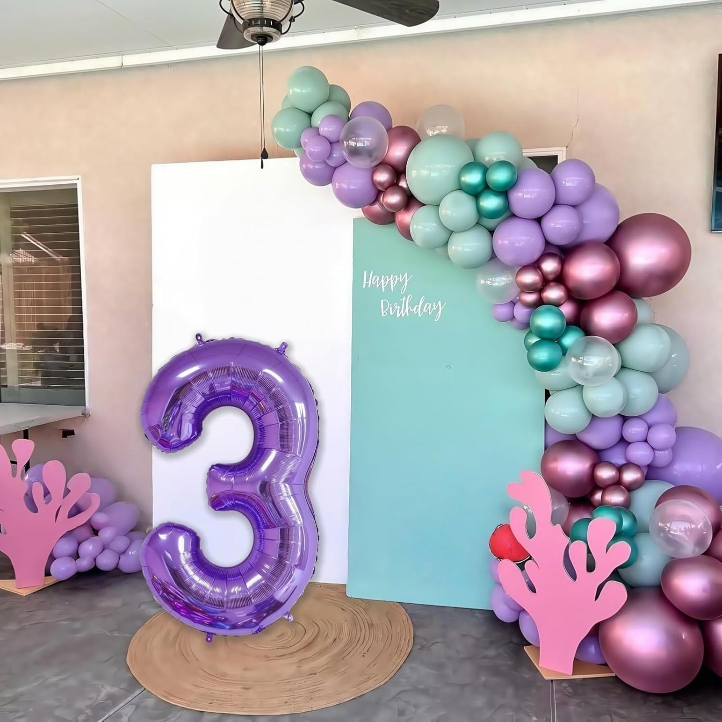 Purple 0 Balloon Number,40 Inch Number 0 Balloon Big Purple 0 Foil Mylar Helium Balloon for Birthday Party Decorations