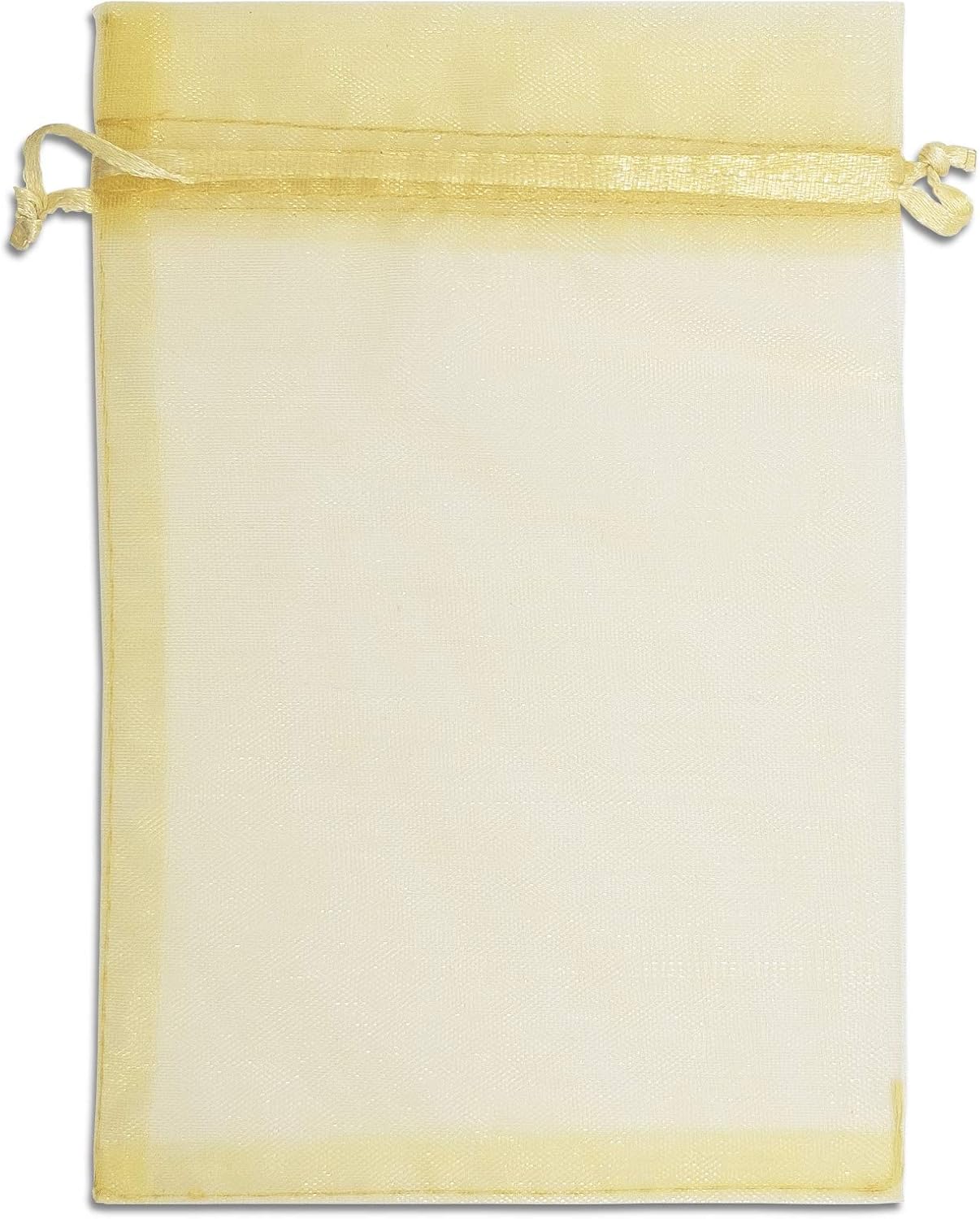 TheDisplayGuys 48-Pack 3x4 Gold Sheer Organza Gift Bags with Drawstring, Jewelry Candy Treat Wedding Party Favors Mesh Pouch