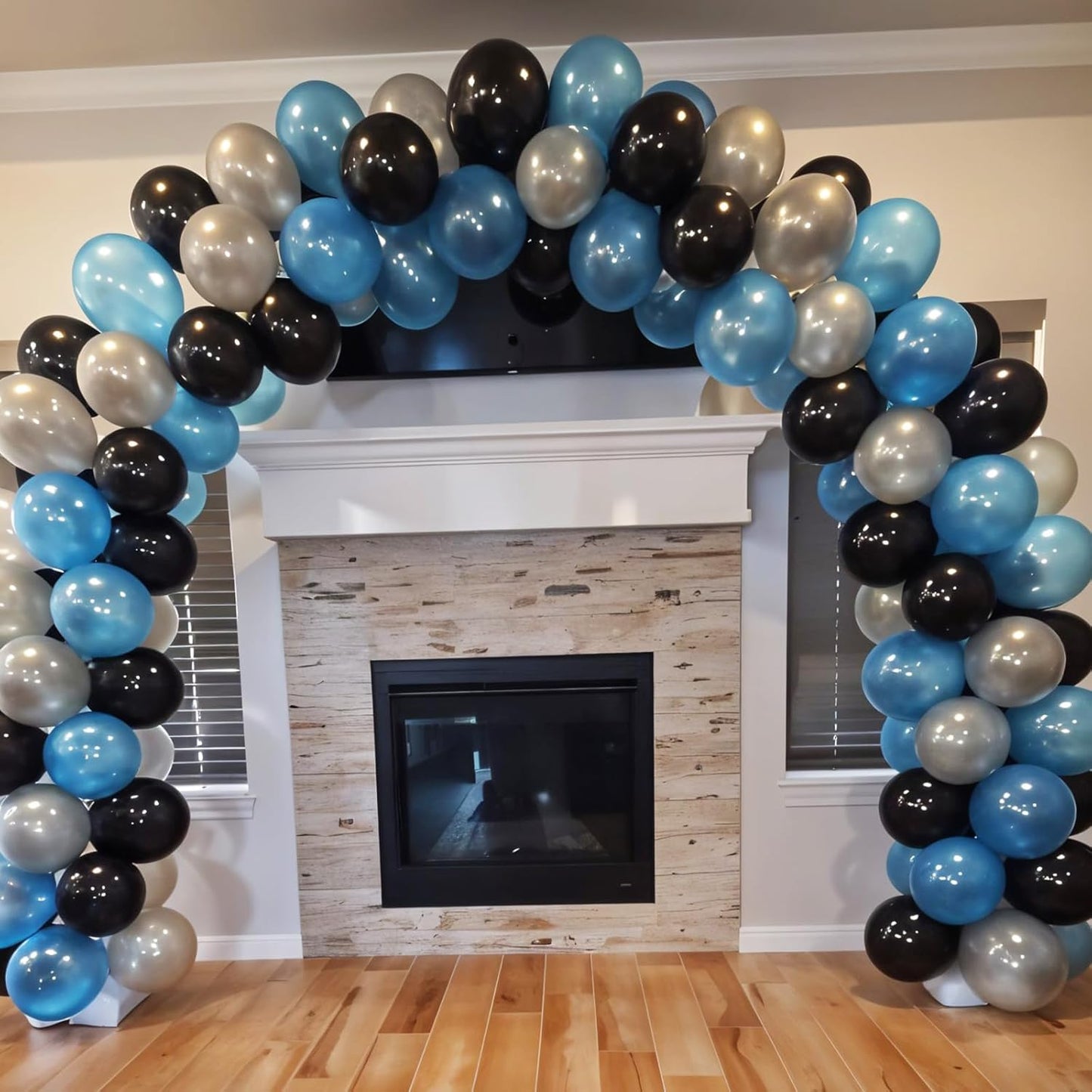 Blue and Black Balloons,12 Inch Dark Blue and Silver Black Pearl Light Blue Balloons for Boys Birthday Party Decorations Baby Shower Graduations Celebrations Backdrop Supplies