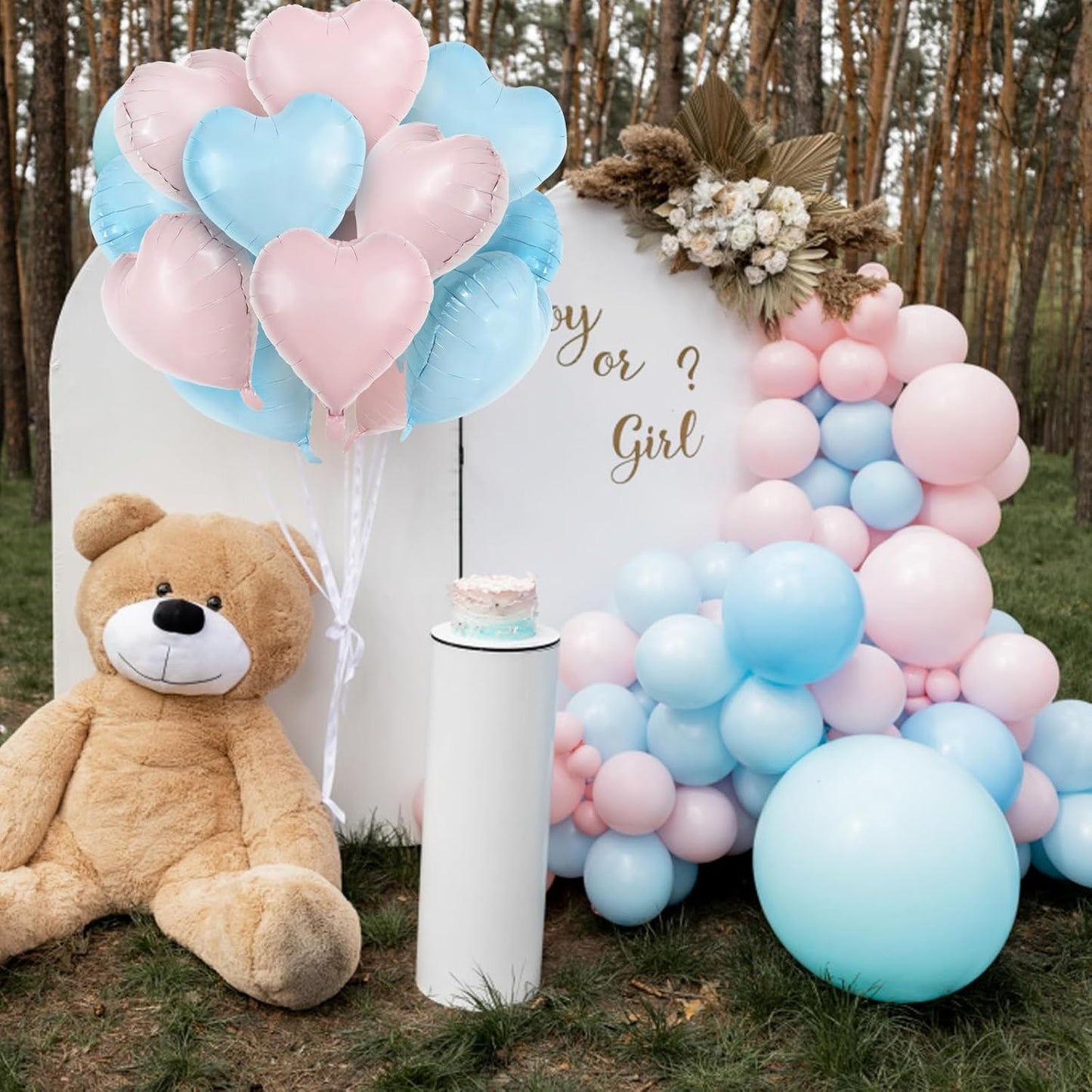 TONIFUL 15Pcs 18 Inch Heart Balloons Pastel Pink Blue Heart Shape Foil Mylar Balloons Decoration for Baby Shower Wedding Bridal Shower Anniversary Engagement Birthday Party Supplies