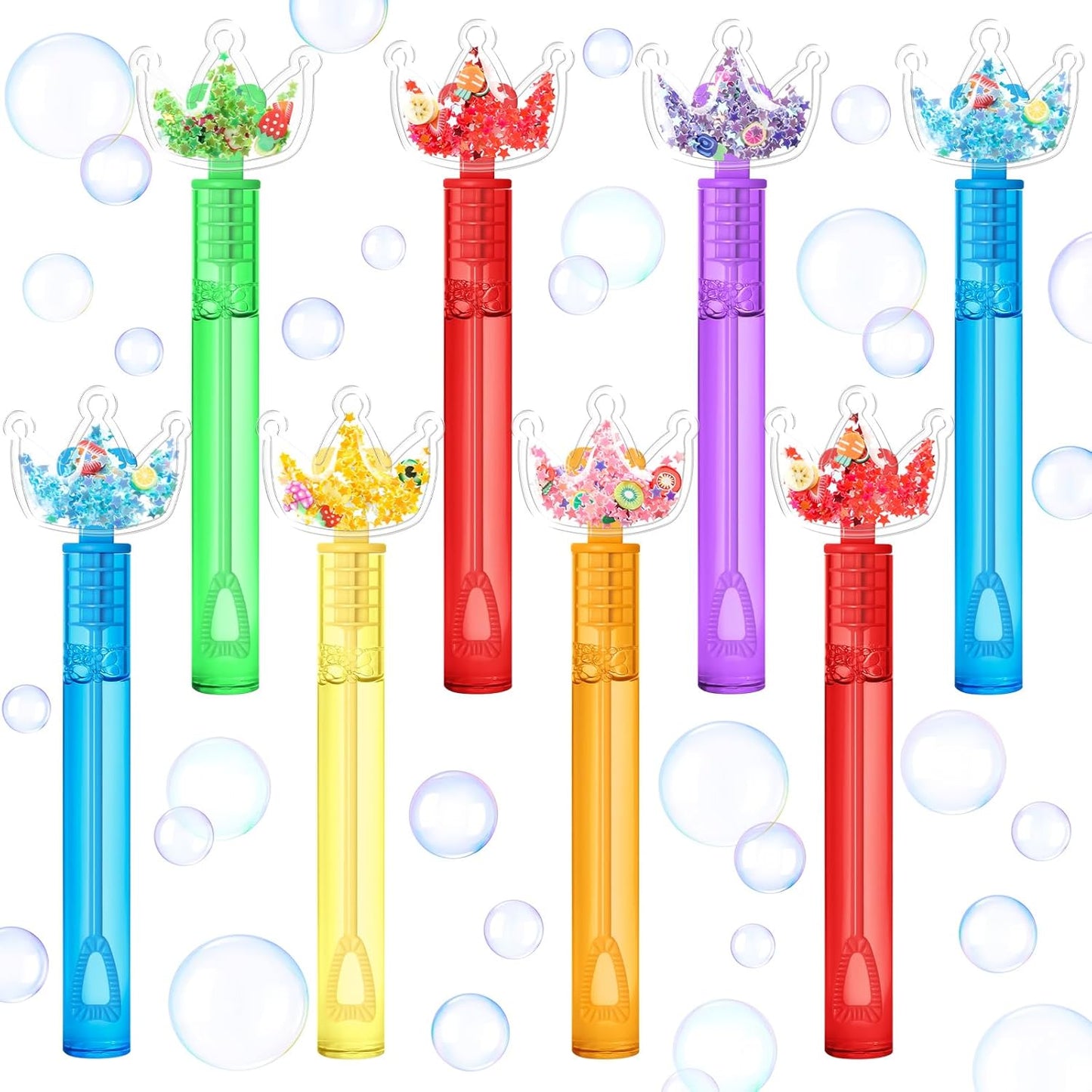 AFZMON 24Pcs Glitter Princess Bubble Wands for Kids, Crown Party Favors Mini Bubbles Birthday Gift Toy Goodie Bag Stuffers Classroom Prizes Wedding Party Supplies