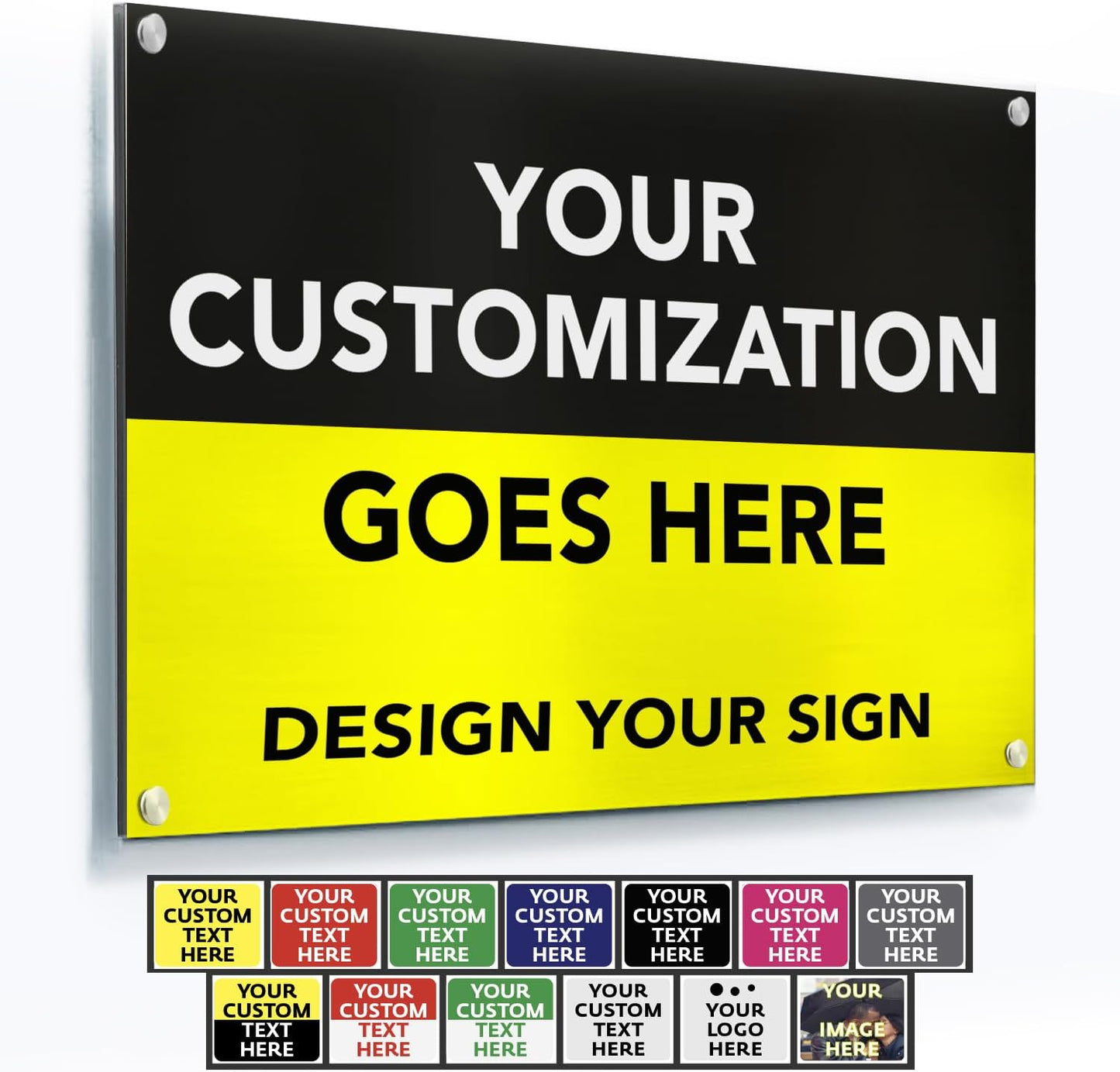 Custom Metal Signs, Personalized Aluminum, Customized Safety, Business Signs, Waterproof Outdoor, White Aluminum (Black & Yellow, 10x7 In)