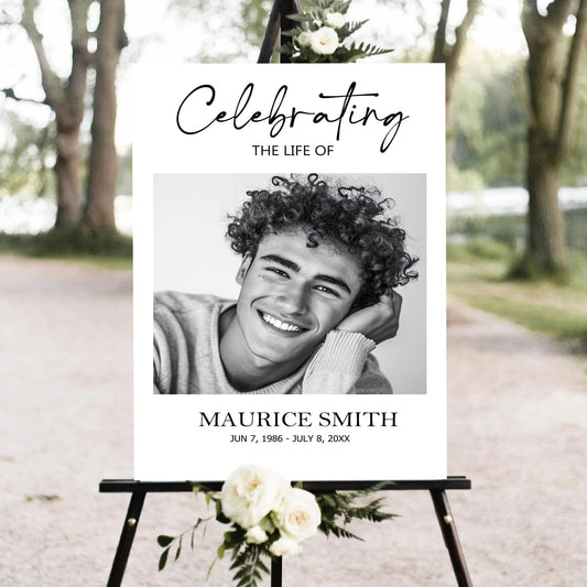Personalized Funeral Welcome Sign, Celebration of Life Decoration, Modern Funeral Sign, Memorial Sign, Funeral Decor, Celebration of Life Welcome Sign, Celebration of Life Decoration, Funeral program