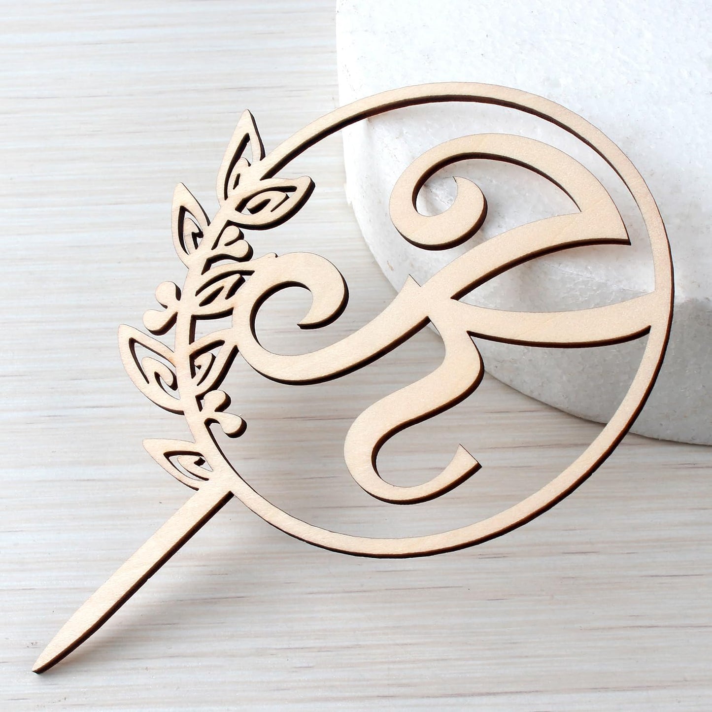 LINGTEER Personalized Inital Letter K Wooden Cake Topper Perfect for Birthday Rustic Wedding Anniversary Party Keepsake Decoration