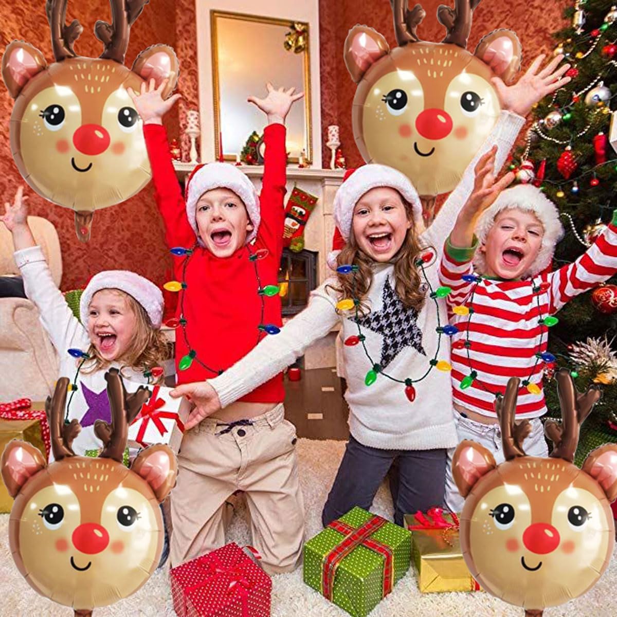 Deer Balloon Christmas Balloons Decorations Reindeer Foil Balloons for Deer Themed Hunting Party Birthday Party Supplies 4 Pcs