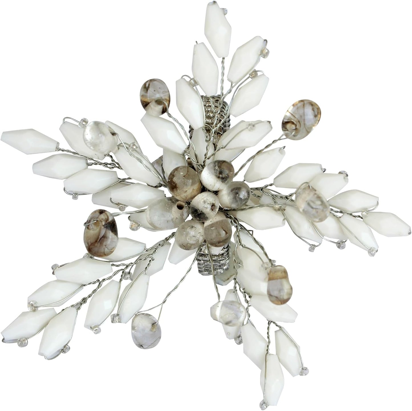 Napkin Rings Set of 12 for Dining Table Decoration Parties Everyday Metal Napkin Holder Leaf White (Pack of 12)