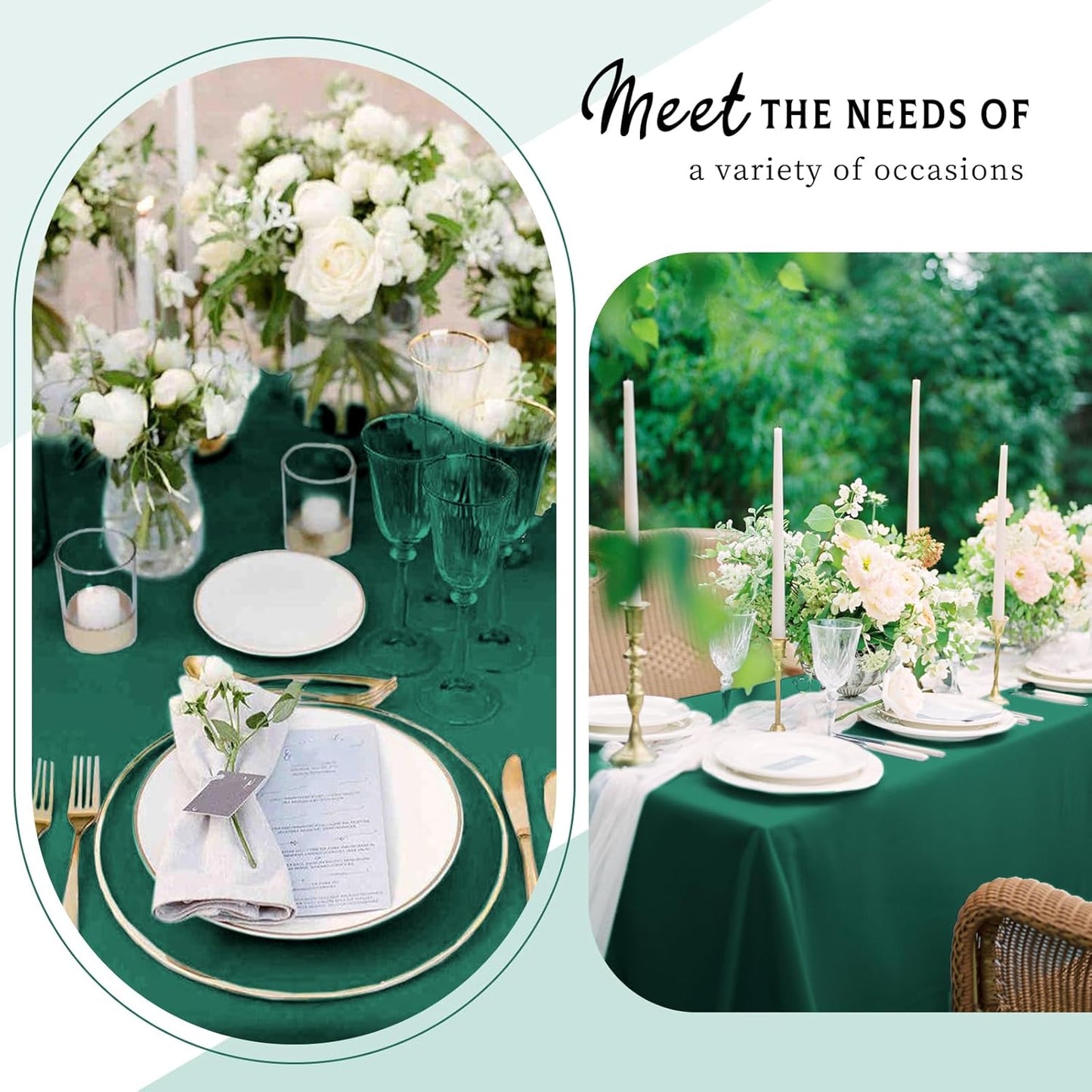 6 Packs Satin Tablecloth 57 x 108 Inch Dark Green Rectangular Table Cloth Silk Tablecloth Smooth Fabric Overlay Satin Table Cover Decoration for Wedding Party Banquet Events