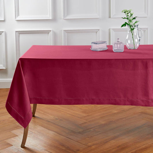Solino Home Linen Beet Tablecloth 60 x 132 Inch - Classic Hemstitch, 100% Pure Linen Rectangular Tablecloth - Machine Washable Table Cloth for Fall, Autumn, Thanksgiving