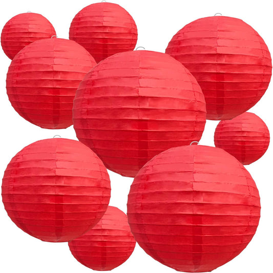 BEISHIDA Red Round Paper Lanterns Decorative Hanging Asia Chinese Japanese Paper Lanterns Lamp for Birthday Wedding Baby Bridal Shower Christmas Home Decor Party Decoration（10 Packs）