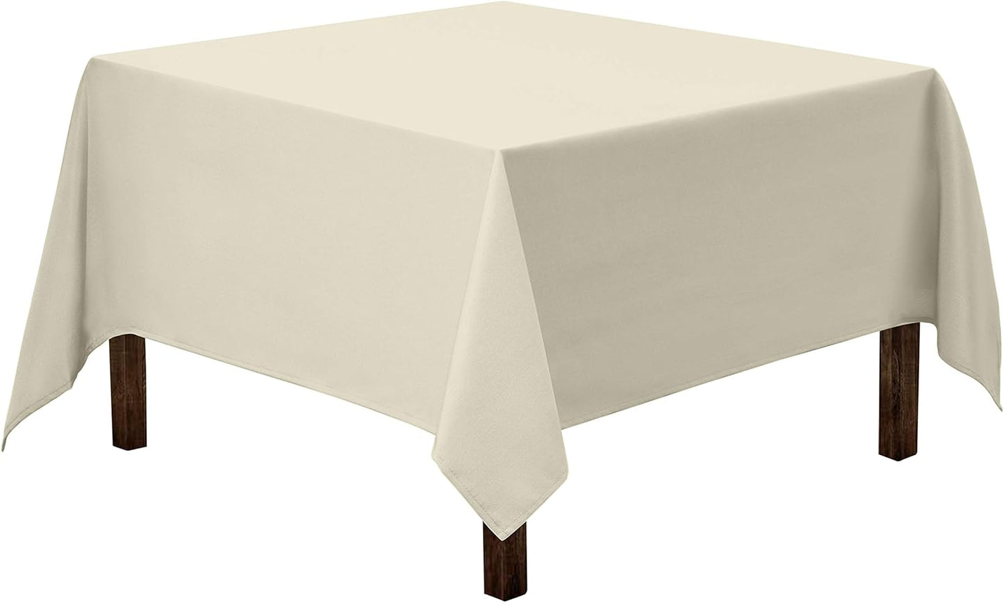 Gee Di Moda Square Tablecloth - 70 x 70 Inch Ivory Table Cloth for Medium Square or Round Tables - Heavy Duty Washable Fabric - for Buffet Table, Holiday Party, Dinner, Wedding & Baby Shower