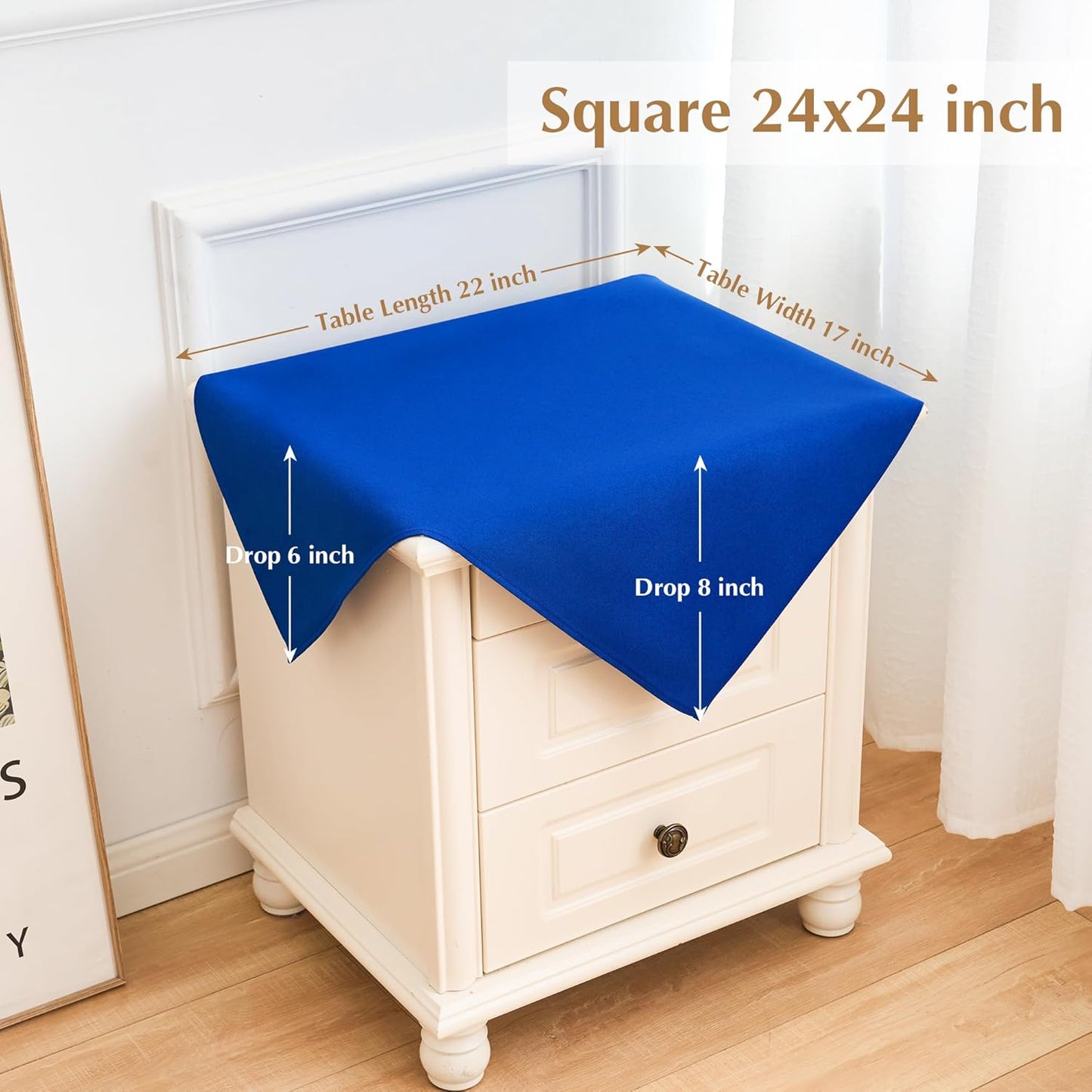 2 Pack Small Square Table Cloth 24X24 Inch Royal Blue Tablecloth Washable Polyester Solid Table Cover for Night Stand End Table Side Table Outdoor Indoor