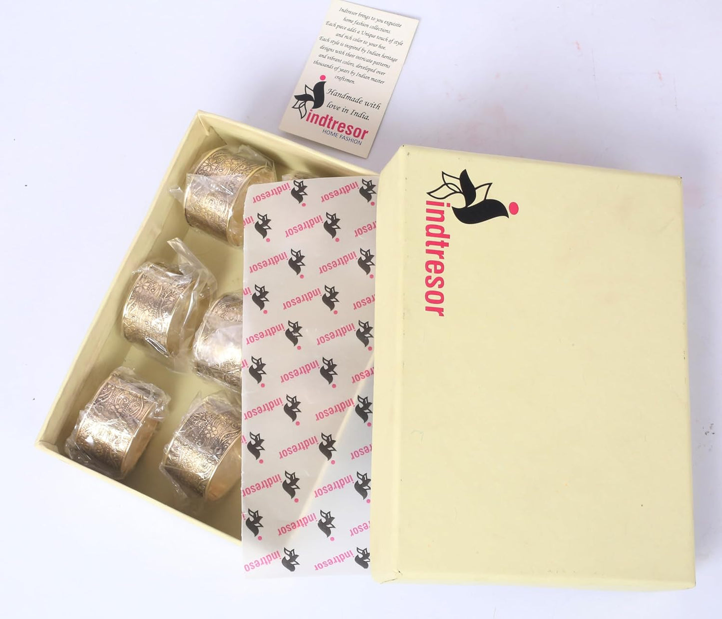 Gorgeous Beautifully Handcrafted Floral Large Size Gold Color Party Dining Table Napkin Holders (Set of 8)