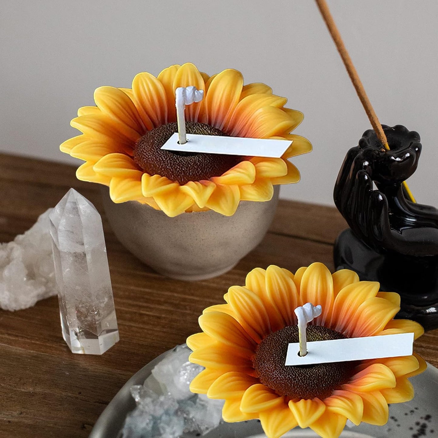 Wehous 2PCS Large Sunflower Silicone Molds, 3D Flower Silicone Molds for Chocolate Fondant Cake Decoration, Flower Soap Wax Candle Polymer Clay Molds for Handmade Art Craft Baking Tool