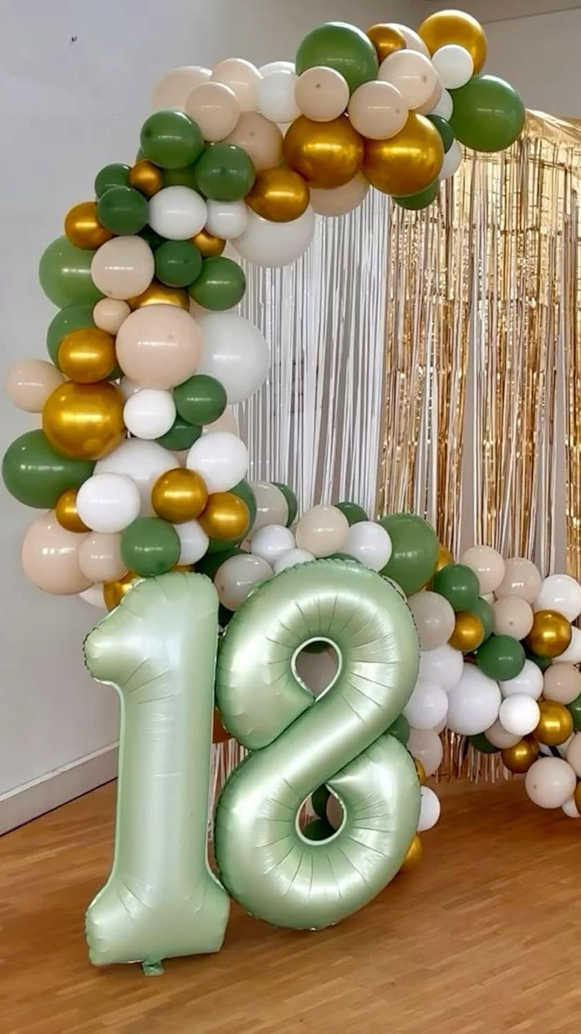 Sage Green Number 1 Balloon 40 inch, Number 1 Birthday Balloons for Boy Girl, Oliver Green Foil One Balloon for 1st 10 11 12 16 18 Birthday Party, Anniversary Celebration Numbers Decorations
